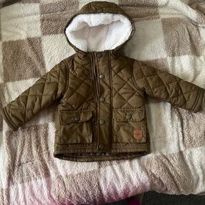 Quilted hooded jacket for infants and toddlers . Beautiful fabric color12M